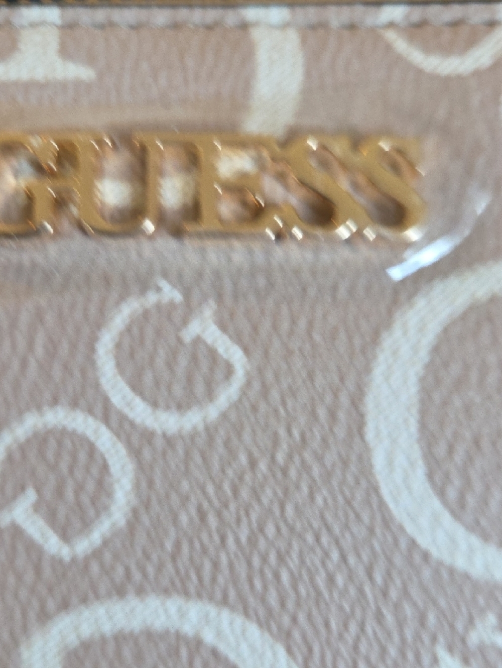 GUESS Taupe Monogram Zip Wallet with Gold Logo - Picture 2 of 8